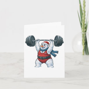 Schneemann Gewichtheber Weihnachten 2026 Fitness-U Karte