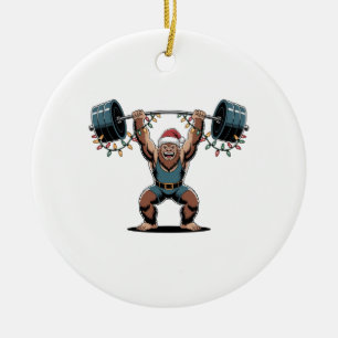 Schneemann Gewichtheber Weihnachten 2026 Fitness-U Keramik Ornament