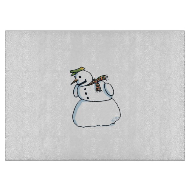 Schneemann Glas Schneidbrett Schneidebrett (Vorderseite)
