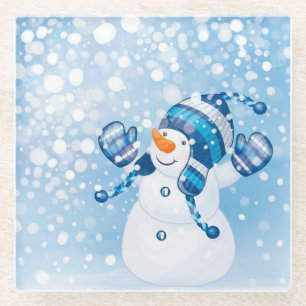 Schneemann Glasuntersetzer