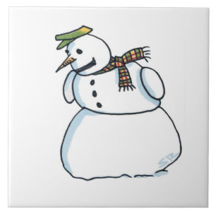 Schneemann große Keramik Fliese