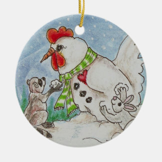 Schneemann-Hahn-, Waschbär-und Häschen-Tier-Kunst Keramikornament