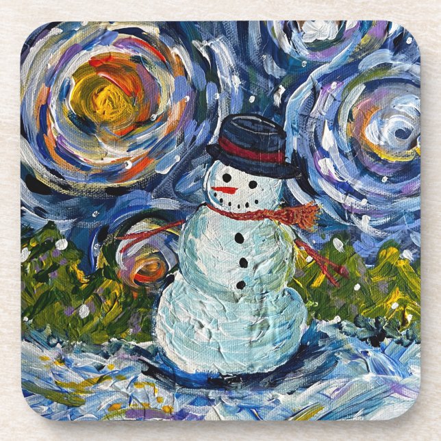 Schneemann Hartplastik-Untersetzer-Set Getränkeuntersetzer (Vorderseite)