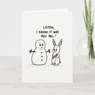 Schneemann-Hase-Lustige-Karotten-Karte Karte