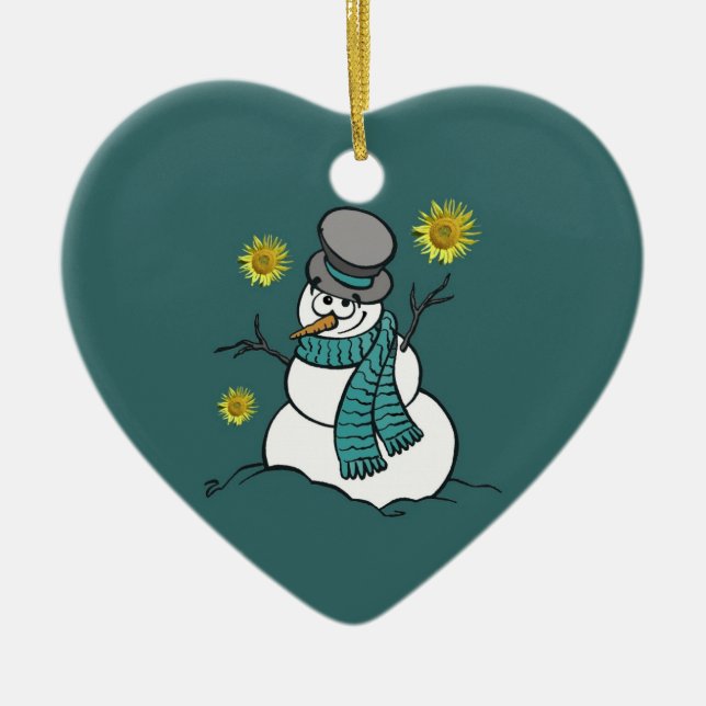 Schneemann-Hoffnungs-Verzierung Keramik Ornament (Vorne)