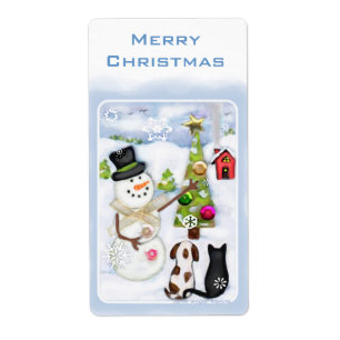 Schneemann-, Hunde-u. Katzen-Weihnachtsaufkleber