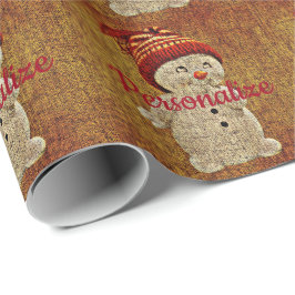 Schneemann im niedlichen rustikalen Winter Geschenkpapier