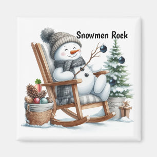 Schneemann im Schaukelstuhl-Magnet Magnet