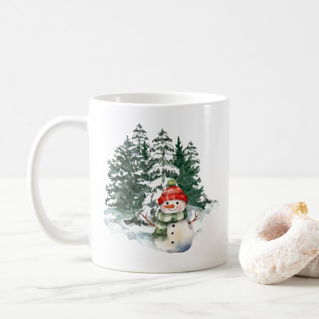 Schneemann im Schnee Kaffeetasse (Mit Donut)
