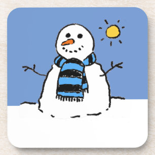 Schneemann im Sonnenschein Getränkeuntersetzer