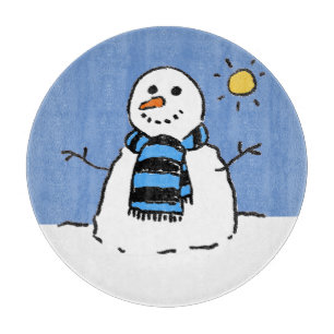 Schneemann im Sonnenschein Schneidebrett