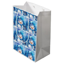 Schneemann in blau mittlere geschenktüte