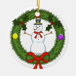 Schneemann in der Keramik Wreath Keramik Ornament