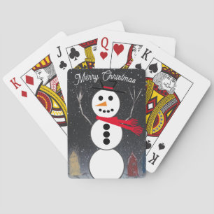 Schneemann in der Nacht Spielkarten
