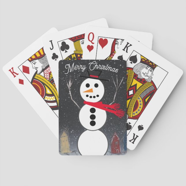 Schneemann in der Nacht Spielkarten (Rückseite)