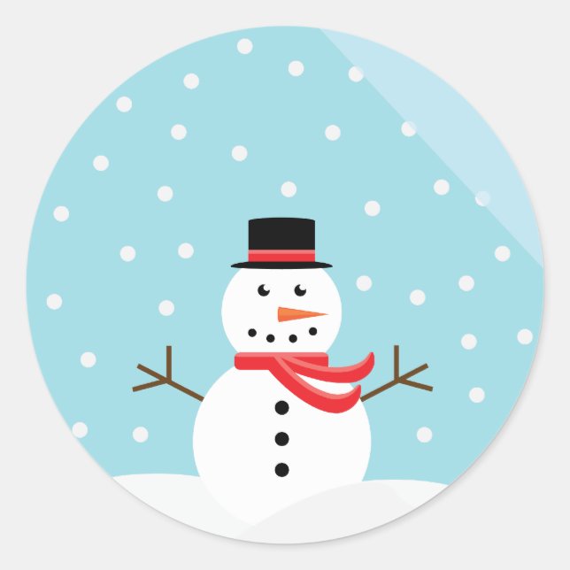 Schneemann in einem Schneeglobe-Stickers Runder Aufkleber (Vorderseite)