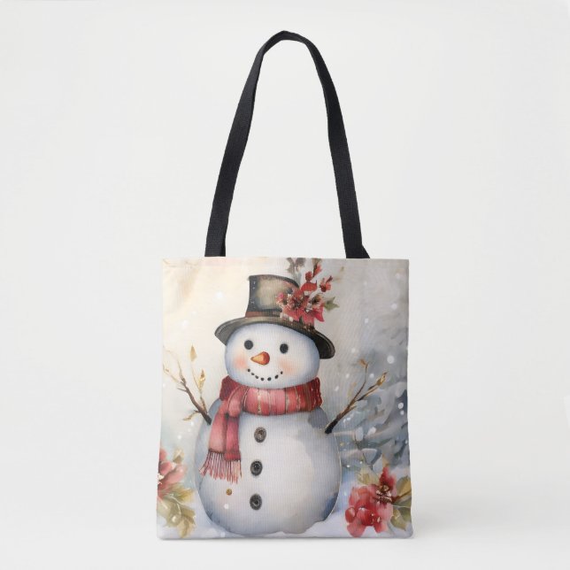 Schneemann in einem schwarzen Hut Tasche (Vorderseite)