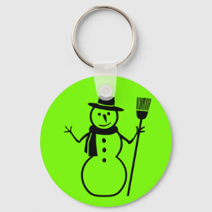 Schneemann in fluoreszierendem Grün Schlüsselanhänger