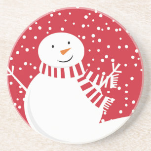 Schneemann in Rot und Weiß Untersetzer