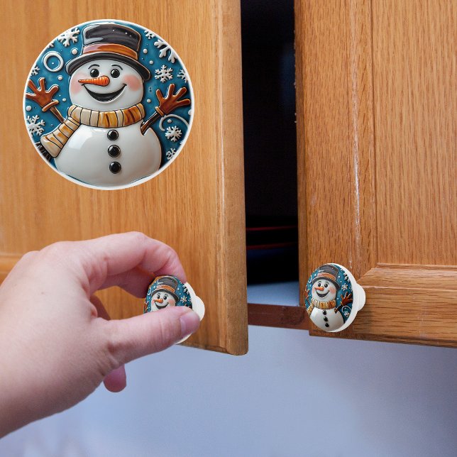 Schneemann in Schneeweihnachtszeit Keramikknauf (Von Creator hochgeladen)