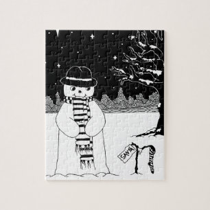 Schneemann in Schwarz und Weiß, der Weihnachten lä