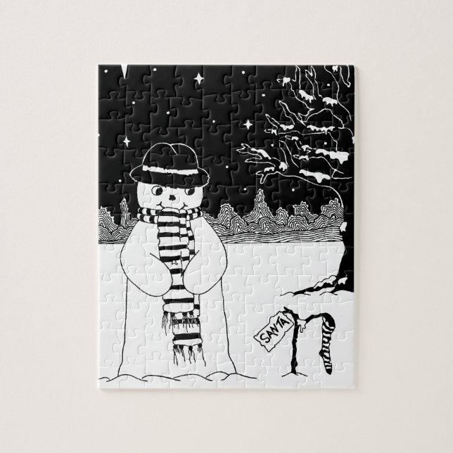 Schneemann in Schwarz und Weiß, der Weihnachten lä (Vertikal)