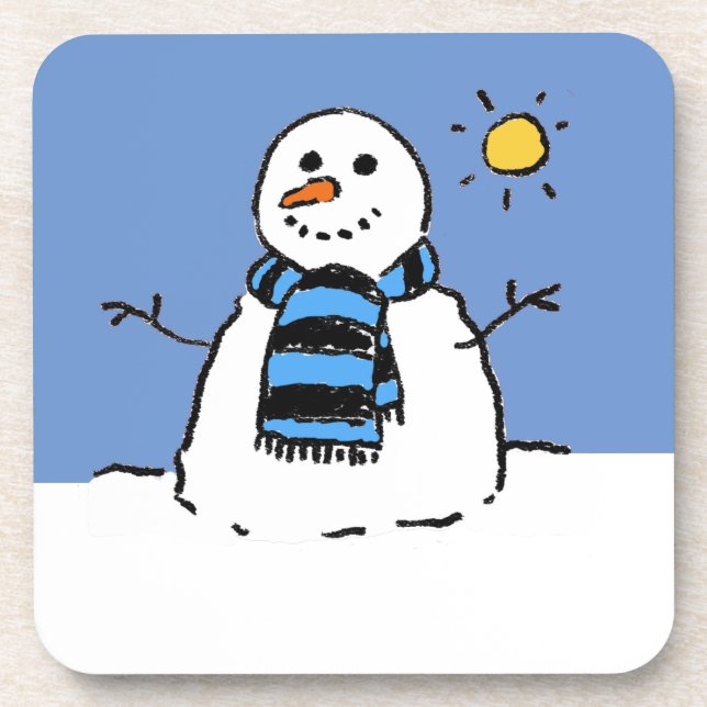 Schneemann in Sunshine Getränkeuntersetzer (Vorderseite)