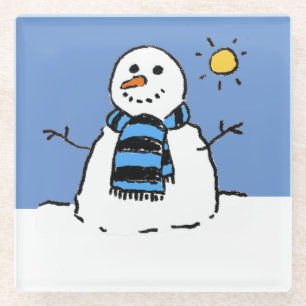 Schneemann in Sunshine Glasuntersetzer