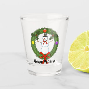 Schneemann in Wreath Shot Glass Schnapsglas