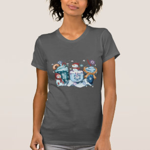 Schneemann Kaffee Kurzarm-Shirts T-Shirt