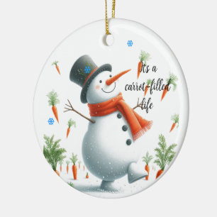 Schneemann-Karotten-gefülltes Leben  Keramik Ornament