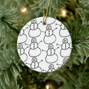Schneemann Keramik Ornament