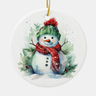 Schneemann Keramik Ornament