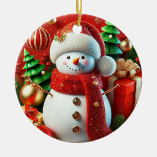 Schneemann Keramik Weihnachtsbaumanhänger Gemütlic Ornament