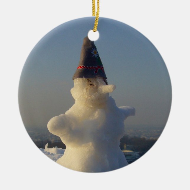 Schneemann Keramikornament (Vorne)