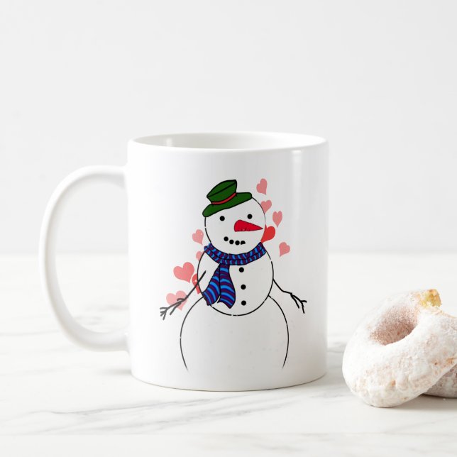 Schneemann kleiner verliebter Junge Kaffeetasse (Mit Donut)