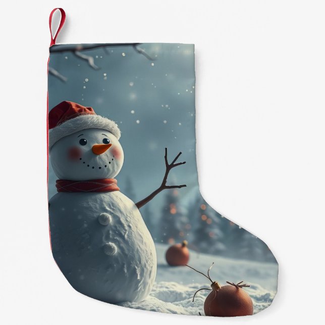 Schneemann Kleiner Weihnachtsstrumpf (Vorderseite)