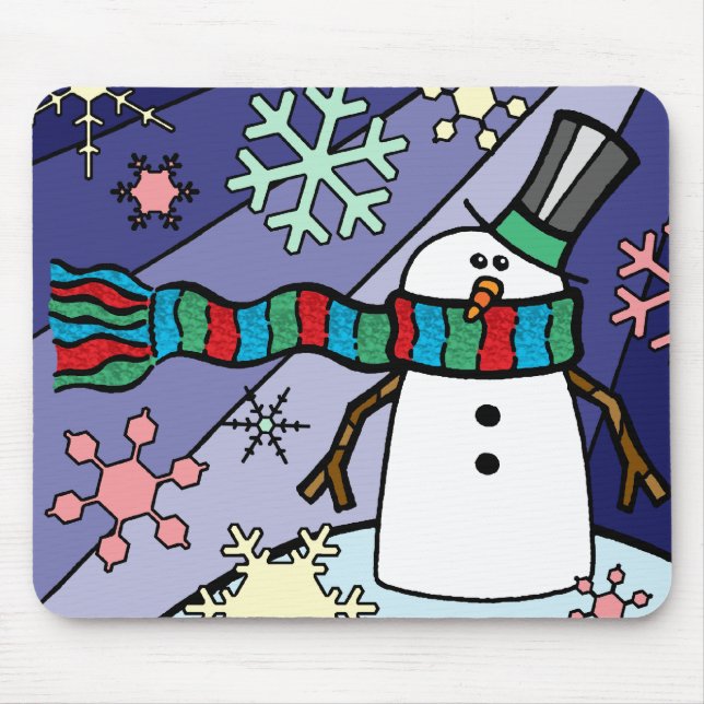 Schneemann-Landschaft Mousepad (Vorne)