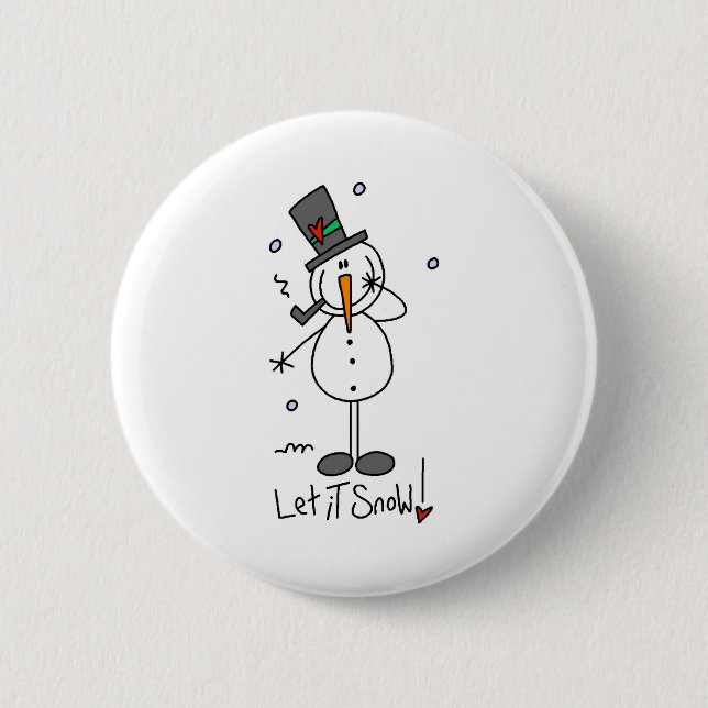 Schneemann Lass es schneien Button (Vorderseite)