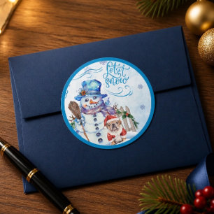 Schneemann   Lass es schneien Rund Sticker