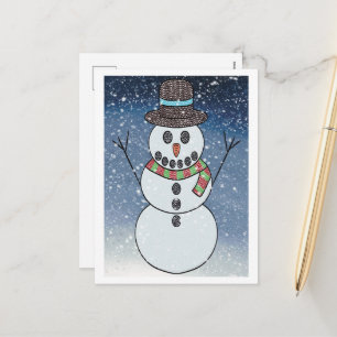 Schneemann m. Hintergrund - Postkarte