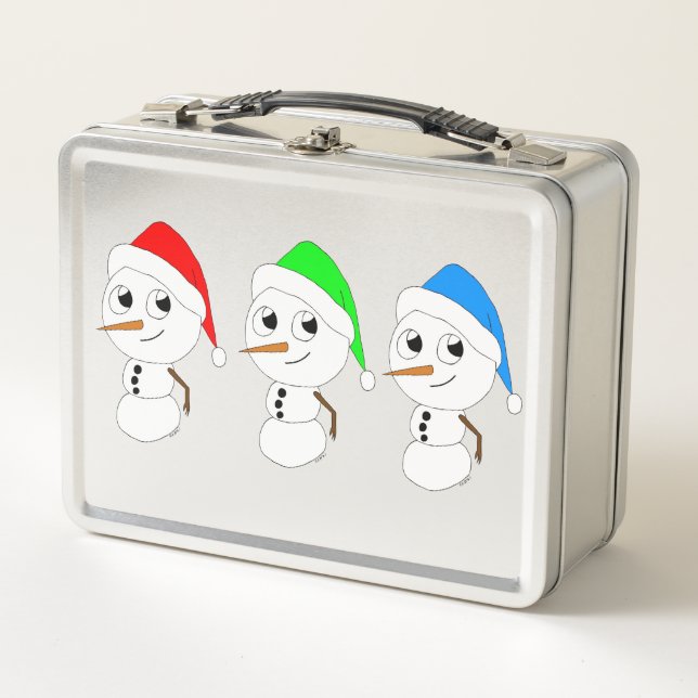 Schneemann Metall Brotdose (Vorderseite)