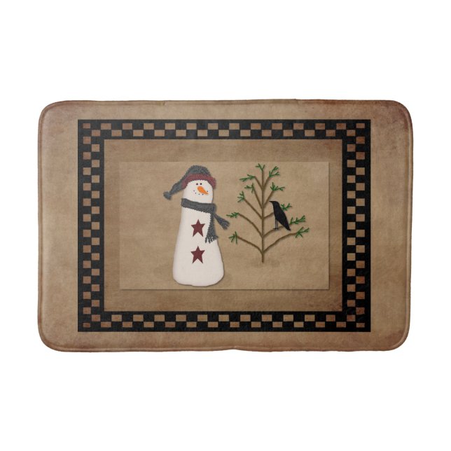 Schneemann Mit Baum Badematte (Vorderseite)