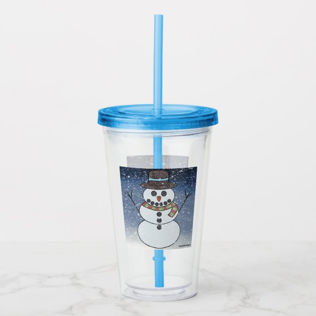 Schneemann mit BG - Akrylcup Acryltrinkbecher (Vorderseite)