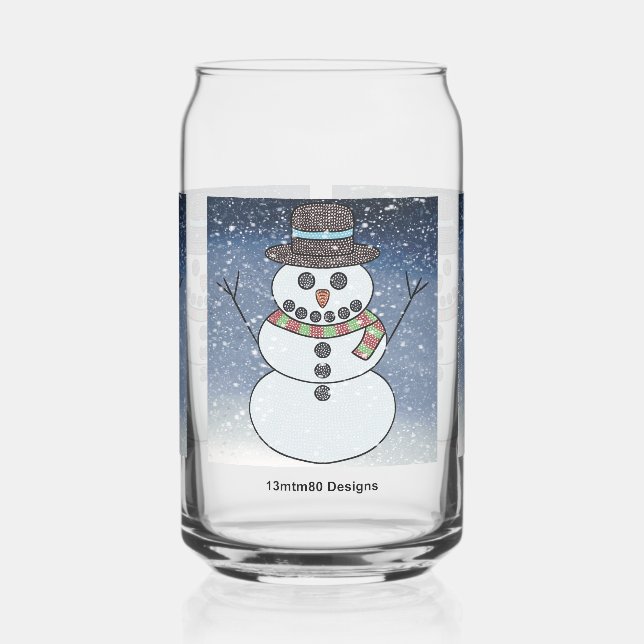 Schneemann mit BG - Glasdose Dosenglas (Links)