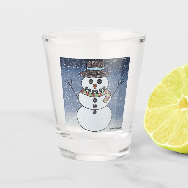 Schneemann mit BG - Shot Glass Schnapsglas (Vorderseite)