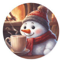 Schneemann mit Dampfkaffeemaschine