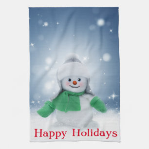 Schneemann mit einem Schal  Geschirrtuch