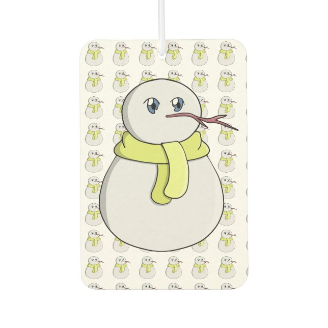 Schneemann mit gelbem Schal Autolufterfrischer (Vorderseite)