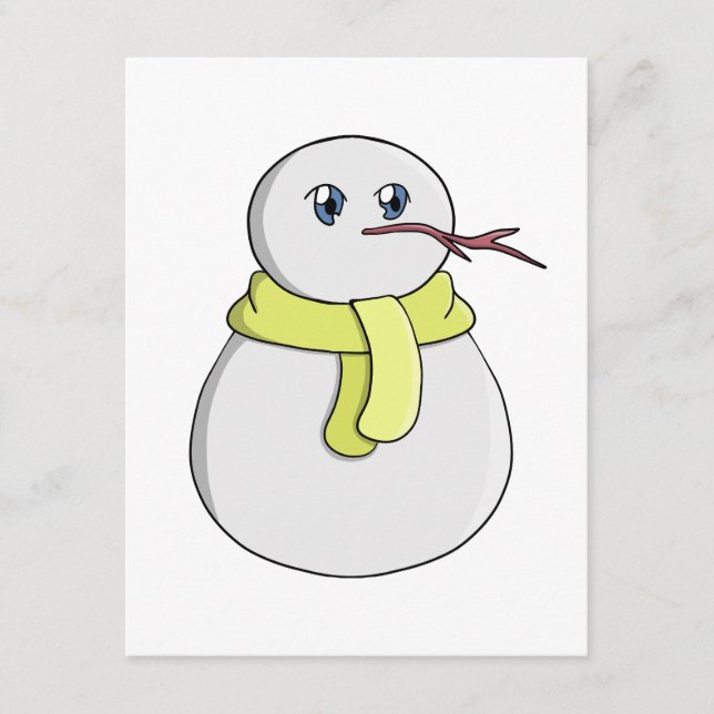 Schneemann mit gelbem Schal Begleitkarte (Vorderseite)